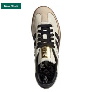 Adidas Cream and Black Sneakers with Gold Detail